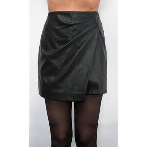NEW GREYLIN grace wrap vegan leather skort in black